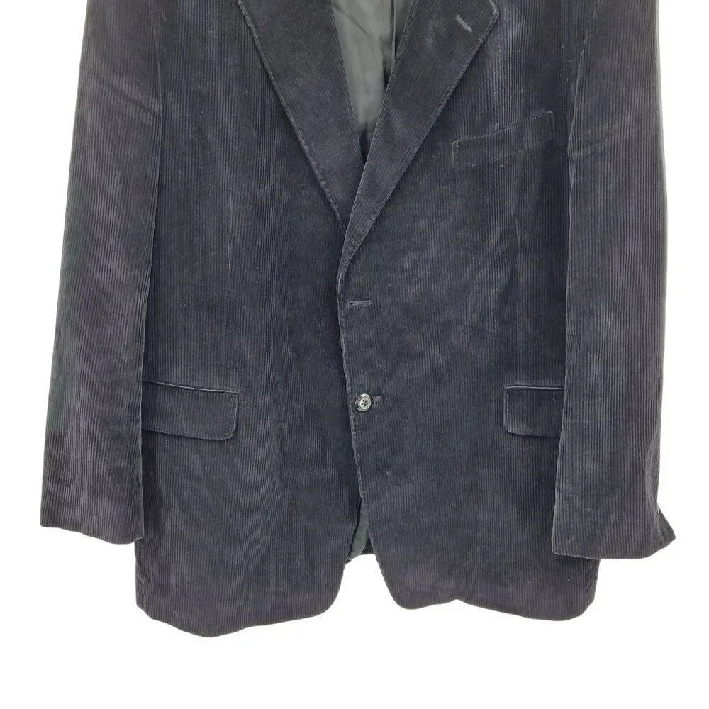 Stafford Mens 48R Corduroy Blazer Jacket Black Cotton Sports Coat Casual‎ Dressy